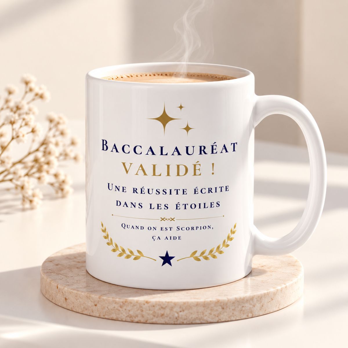 Mug Baccalauréat validé - Cadeau félicitations BAC original pour lycéen du signe Scorpion Mug Baccalauréat validé - Cadeau félicitations BAC original pour lycéen du signe Scorpion