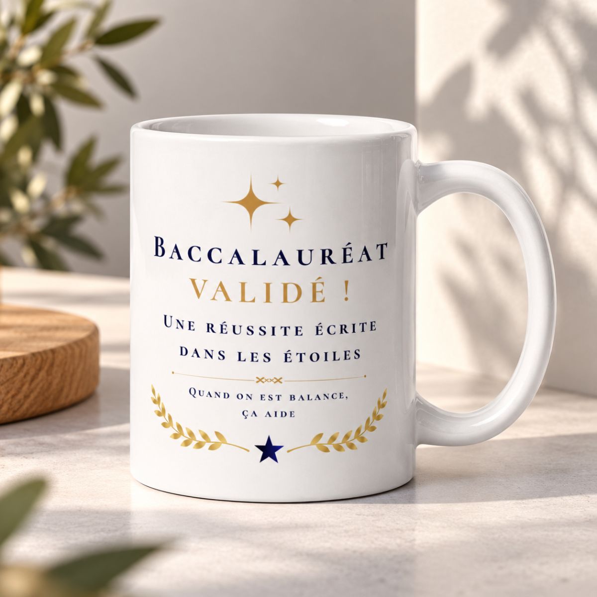 Mug souvenir fin de Terminale « Baccalauréat validé » - Idée originale pour signe Balance Mug souvenir fin de Terminale « Baccalauréat validé » - Idée originale pour signe Balance