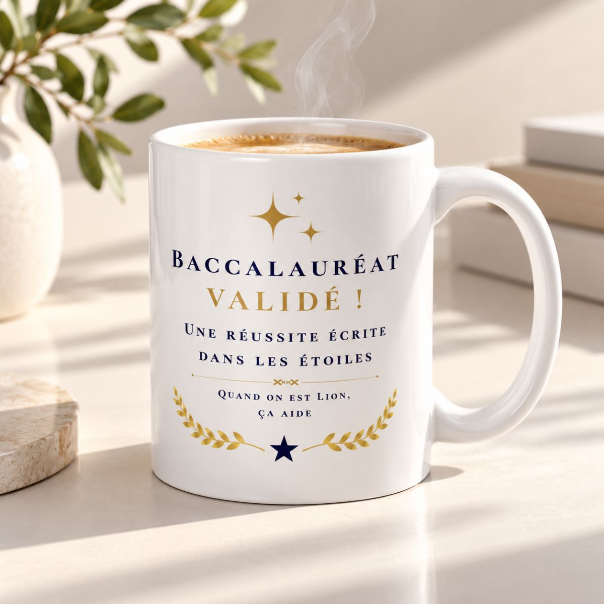 Tasse souvenir BAC « Une réussite écrite dans les étoiles » - Idée cadeau pour un Lion Tasse souvenir BAC « Une réussite écrite dans les étoiles » - Idée cadeau pour un Lion