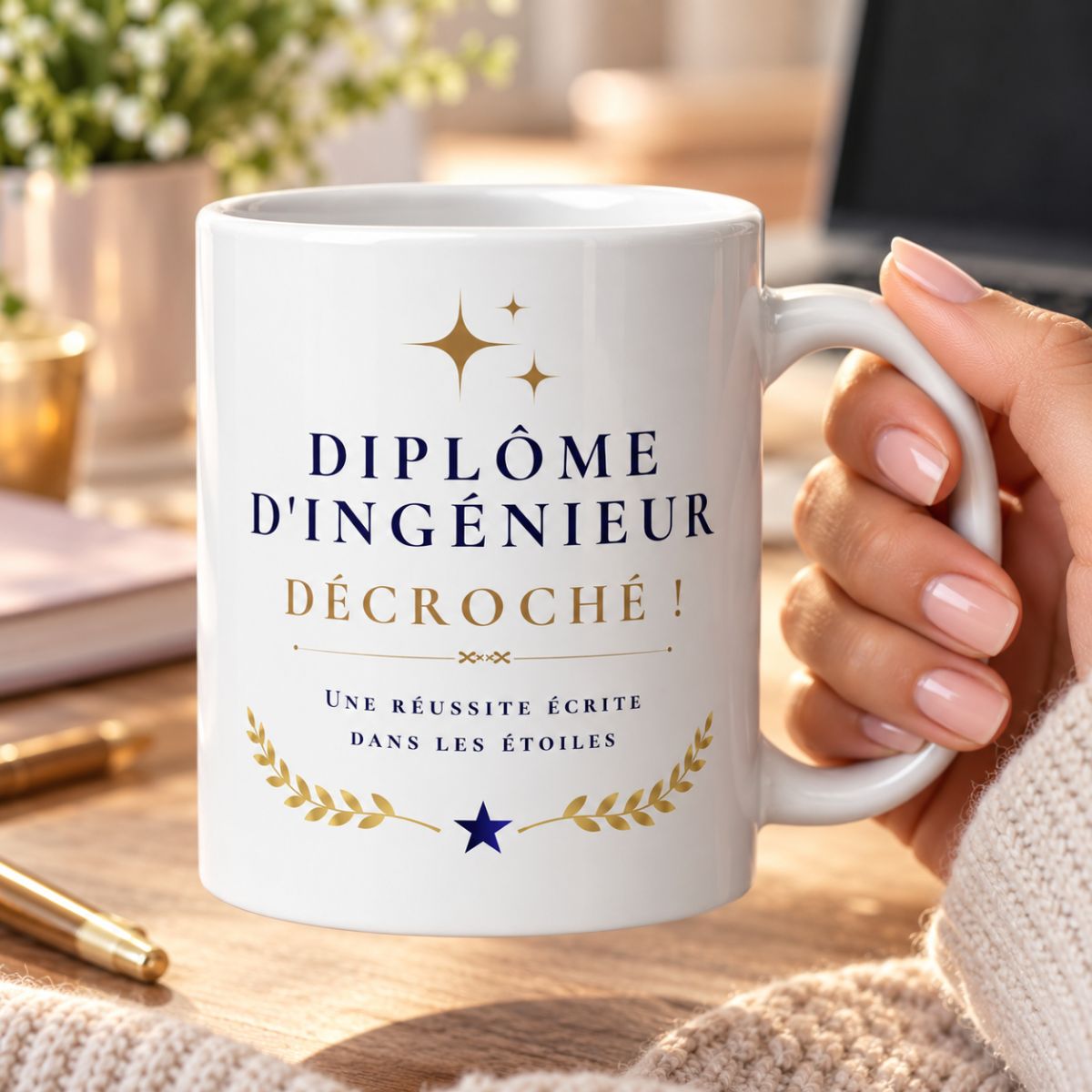 Cadeau Félicitations Diplôme d'Ingénieur décroché ! - Mug "Une réussite écrite dans les étoiles"- Surprise originale Cadeau Félicitations Diplôme d'Ingénieur décroché ! - Mug "Une réussite écrite dans les étoiles"- Surprise originale