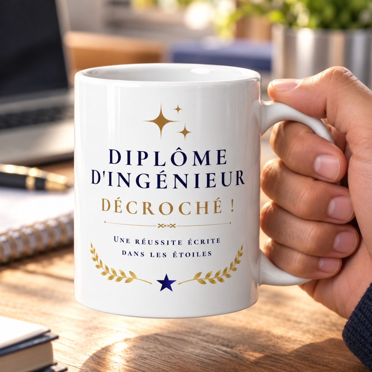 Cadeau Félicitations Diplôme d'Ingénieur décroché ! - Mug "Une réussite écrite dans les étoiles"- Surprise originale Cadeau Félicitations Diplôme d'Ingénieur décroché ! - Mug "Une réussite écrite dans les étoiles"- Surprise originale – Image 2