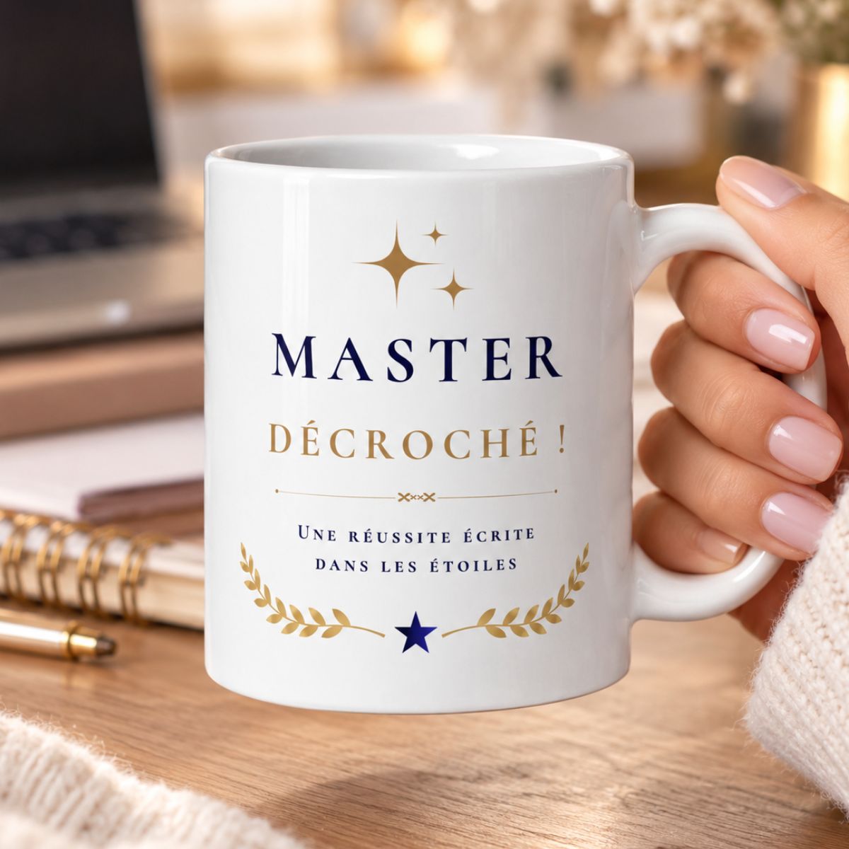 Cadeau Félicitations MASTER décroché ! – Mug "Une réussite écrite dans les étoiles" - Surprise originale Cadeau Félicitations MASTER décroché ! – Mug "Une réussite écrite dans les étoiles" - Surprise originale